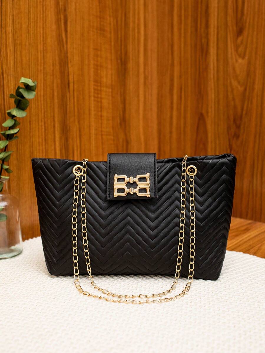 Fashionable Flower Pressed Women's Bag Simple Handbag With Chain Shoulder Strap For Crossbody Or Shoulder Wear