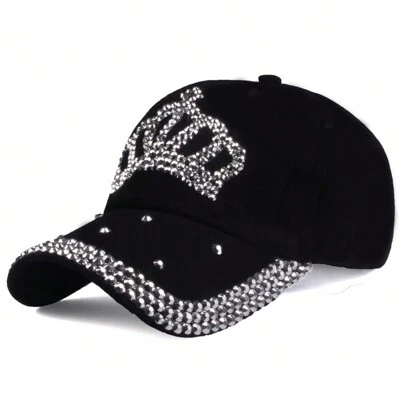 Ladies' Handmade Rhinestone Crown Embellished Baseball Cap Party