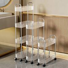 1 pieza Estantería de cocina independiente con ruedas, carro de almacenamiento simple y de varios niveles para espacios estrechos, apta para baño, dormitorio y lavadero, fácil de mover con diseño sencillo para decoración exterior
