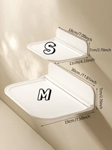 1個可摺疊的塑料浮動牆掛式貯物架,不需要鑽孔,適用於浴室,臥室,毛巾和衣物儲存