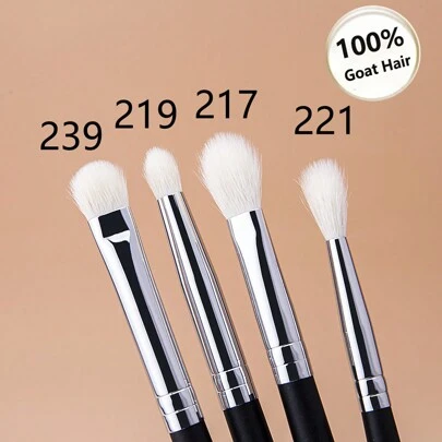 Bộ 4 cọ trang điểm mắt, bao gồm cọ tán phấn mắt, cọ tạo khối mắt, cọ pha màu, làm từ lông dê, dụng cụ trang điểm, cọ kẻ lông mày, cọ tán phấn mắt, cọ chải mi, cọ chải mi, quà tặng.
