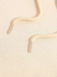 Hombres Capucha foto con con estampado de letra con forro térmico con bolsillo de canguro con cordón - Caqui - Ver 9