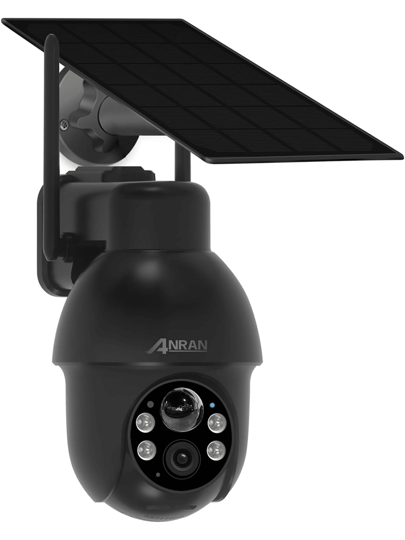 ANRAN Outdoor Solar WiFi Surveillance Camera, 360° PTZ Battery Night Vision Bidirectional Audio, AI/PIR Human Detection, Siren, Alexa, Q03 Zwart Max