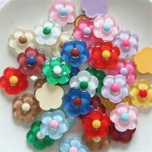 10pcs Mixed Pack Transparent Seven-Color Cartoon Flower Shaped Diy Accessory For Earrings, Hair Accessories, Stationery, Phone Case, Keychain, Cup, Fridge Sticker & Decorative Material, Includes Double-Sided Tape Valentines