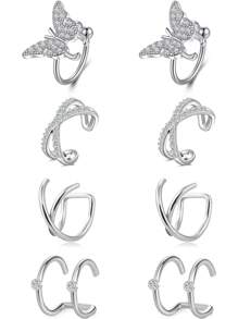 6-16 Piezas De Orejeras De Acero Inoxidable Sin Perforación, Clip En Aretes De Envoltura De Cartílago Helix, Anillo Falso De Nariz Ajustable Para Hombres Y Mujeres - Multicolor - Ver 13