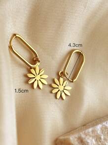 1pair Metallic Stainless Steel Sunflower Shaped Drop Earrings, Women's Fashion Jewelry Valentines,Mom,Mother,Mother's Day,Gift