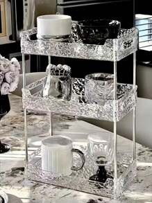 1 raft transparent pentru cosmetice multistrat, suport de depozitare pentru baie multifuncțional, organizator de birou pentru îngrijirea pielii, suport pentru pahare de bucătărie, tavă pentru masă de ceai, tavă pentru chiuvetă, ușor de instalat, potrivit pentru căni, articole de toaletă, cosmetice, parfumuri, loțiuni, șampoane, decorațiuni interioare, cameră Decoratiuni, Accesorii pentru baie