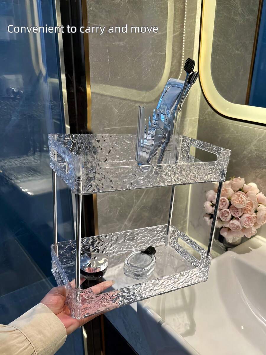 1pc Transparent Multilayer Cosmetic Display Shelf, Multifunctional