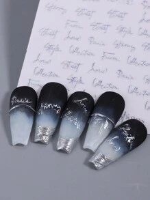 6 miếng dán chữ cái tiếng Anh, thiết kế chữ vàng và bạc khắc laser, miếng dán tự dính cho móng tay dạng gel, trang trí móng tay thời trang và lãng mạn. - Nhiều màu - Xem 3