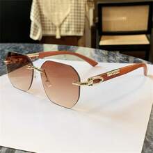 Un par de gafas de sol retro sin montura para hombres y mujeres, gafas de sol rectangulares retro sin montura de moda con cristales cuadrados de colores elegantes - Multicolor - Ver 5