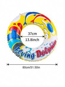 PVC充氣海豚把手游泳圈，夏季游泳沙灘泳池漂浮 - 彩色 - 查看 7