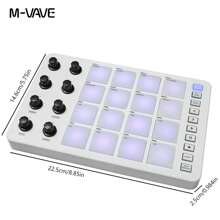 M-Vave Wireless Midi Controller With Built-In Battery, Perfectly Compatible With Mainstream Digital Audio Workstations (Daw), Backlit Silicone Button Design, Silent Pressing And Responsive, 2 Sets Of 8 360-Degree Rotating Encoders, 2 Sets Of 16 Rgb Backlit Drum Pads, Dynamic Sensing And Touch Feedback, 3.5mm Midi Output Interface, Built-In Note Repeat Function - White - View 2