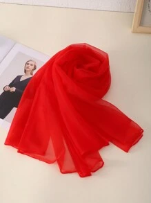 1 Pieza Tela De Malla Suave Elástica Roja, Tela Translúcida Encriptada Para Decoración De Bodas, Material De Red De Nylon - Rojo - Ver 1