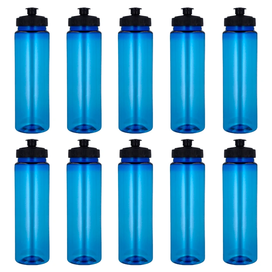 PromoClick Paquete de 10 Cilindro de plástico de color traslúcido con tapa enrosacable con chupon - Azul - Ver 1