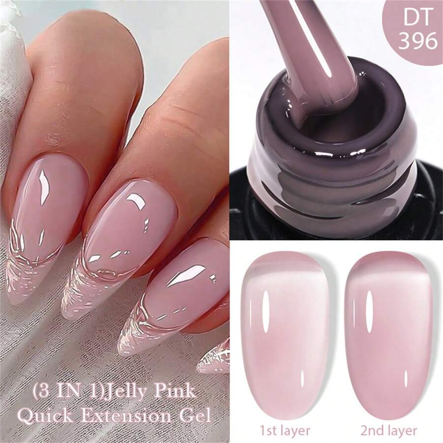 7ML Nude Pink Jelly Gel Polish Quick Extension Gel Nail Polish Acrylic Transparent Builder Gel For Nails Constructing Gel Polish Summer Semi Permanent UV Gel Varnish Diy French Manicure Nail Art For Home Salon Gift For Women - 粉色 - 查看 1