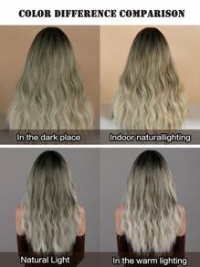 7JHH WIGS 渐变银白色假发 女士中分长卷发假发 混合棕色波浪合成假发 耐热纤维 柔软宽松服装假发 适合派对舞台表演 24 英寸 - 銀色 - 查看 7