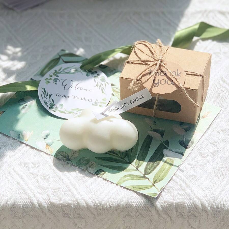 20pcs Aroma Candle Souvenir Gift, Clouds Candle For Baby Shower Bridal Shower Gender Reveal Party Decorations, Wedding Gift For Guests, Aroma Candles Home Decoration - White - View 1