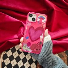 1 chiếc ốp điện thoại trơn chống rơi chống va đập họa tiết trái tim hoạt hình màu hồng dễ thương phong cách đơn giản, nhiều màu sắc trang trí chó và hoa theo phong cách châu Âu, chất liệu màu đỏ - Nhiều màu - Xem 8