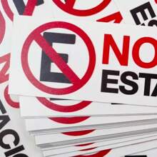 Señalamiento, Señalética, Letrero, Señal: "No estacionarse", medidas 35 cm x 8.5 cm - Rojo y blanco - Ver 2