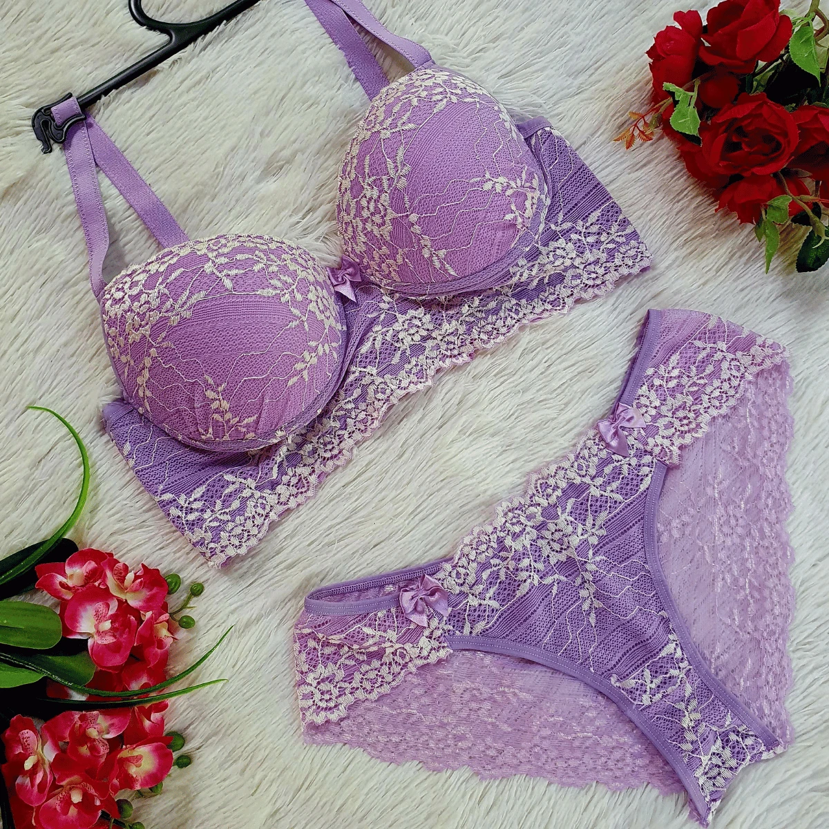 Plus Size Bra & Panty Sets - Màu đỏ tím - Xem 1