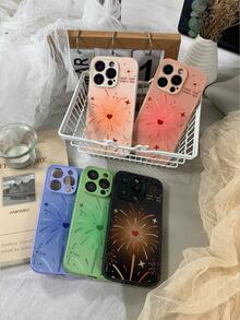 1入組玻璃+液態矽膠全身手機殼，煙火玻璃圖案防震保護殼，適用於iPhone 12/13/14/15 Pro Max及其他型號 - BL0123#煙火黑色 - 查看 5