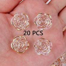20/50/100pcs Acrylic Leaf & Flower Pendants, Transparent Leaf Charms For Jewelry Making, Bracelet Necklace Earrings DIY