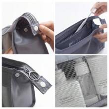 1入女士旅行化妝包,極簡設計,超大容量,透氣網設計,手提式便攜化妝包,適用於商務旅遊 - 灰色 - 查看 2