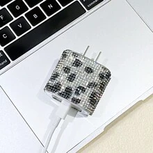 Charger Cover With Diamond Decoration, Charging Head Protector, Power Adapter Case, Compatible With Iphone 15, Pd18/20w - Khaki - View 6