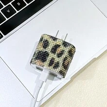 Charger Cover With Diamond Decoration, Charging Head Protector, Power Adapter Case, Compatible With Iphone 15, Pd18/20w - Khaki - View 1