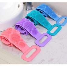 Silicone Bath Towel, Strong Cleaning Bathing Tool, Unisex Back Rub Cleaner With Massage Nodes To Exfoliate And Relax Muscles While Showering - Blue - View 4