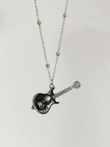 1 Pieza Collar De Guitarra De Cráneo Gótico Rock Punk Estilo Y2k, Para El Uso Diario Y Para Fiestas, Tanto Para Hombres Como Para Mujeres