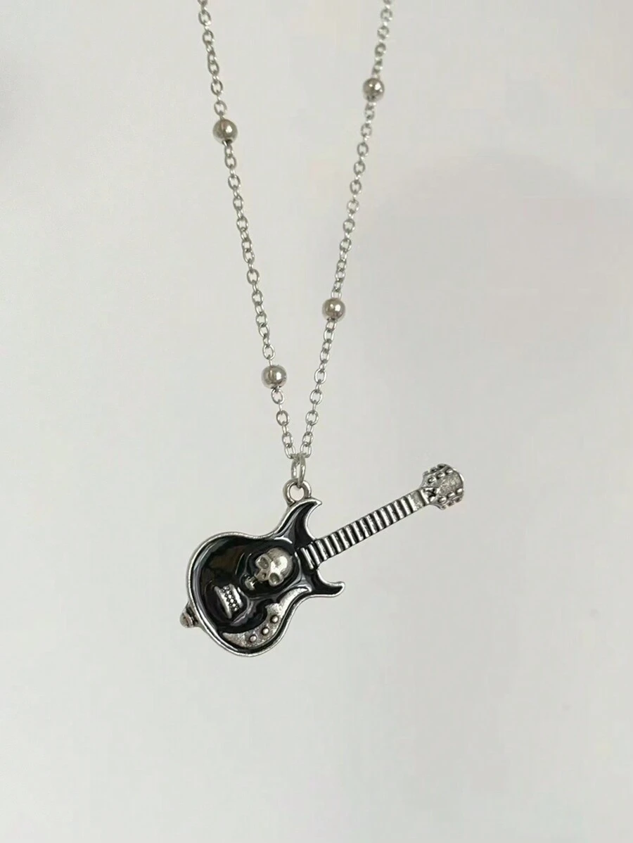 1 Pieza Collar De Guitarra De Cráneo Gótico Rock Punk Estilo Y2k, Para El Uso Diario Y Para Fiestas, Tanto Para Hombres Como Para Mujeres