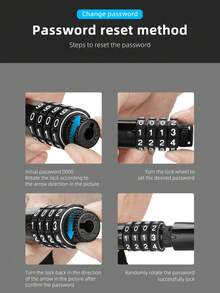 One WEST BIKING Combination Bike Chain Lock 90cm 4-Digit Code Bicycle Chain Lock MTB Road Bike Accessories - Black - View 9