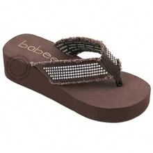 Women's Sandals Fashion Wedge Platform Flip Flops Slip On Sandals Shoes - 粉色 - 查看 5