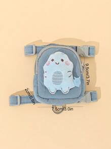 2pcs/Set Cartoon 3d Cute Blue Plush Dinosaur Pet Accessory For Decor, Food/ Waste Bags/Leash And Collar Set