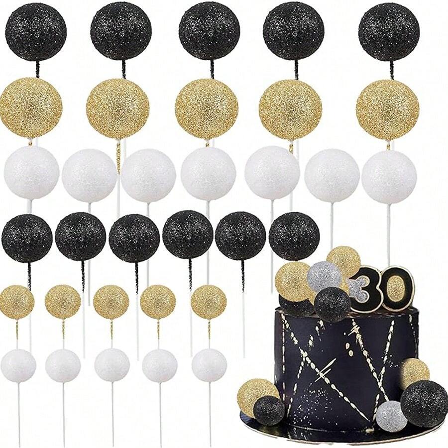 20 Stück Mini-Ballons Cake Topper Aus Kunststoff – Goldene Kugeln Zur Torten-Deko Für Jubiläum & Hochzeit