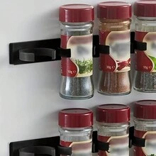 20个/4层调料架，壁挂式收纳整理架，节省空间的调料瓶架，简约收纳架，适用于橱柜、冰箱和橱柜门，厨房收纳整理，厨房配件 - 黑色 - 查看 7