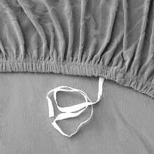 1 件纯色大叶编织沙发床罩无扶手，弹性加厚，防尘家具保护套，适合所有季节，客厅卧室家居装饰 - 灰色 - 查看 10