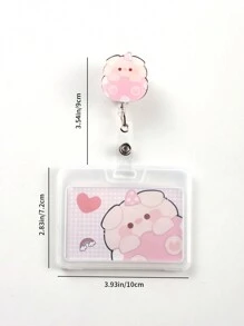 可愛的卡通恐龍伸縮徽章卷軸，帶拉線和按鈕，用於護士醫院員工名牌，最長可延伸至50cm的相片卡片持有人，適用於學校等場合 - 粉色 - 查看 4