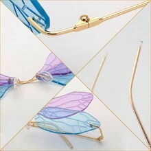 Kính thời trang chuồn chuồn mới 2024 dành cho nữ, Kính thời trang dự tiệc hình cánh thời trang có tròng kính kép, phụ kiện đi biển hình bướm - Nhiều màu - Xem 5