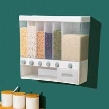 LIVINGANDHOME Living And Home 6 In 1 Stand/Wall Mounted Food Dispenser,Kitchen Storage Containers For Rice,Beans,Cereal,Grain,Candy,Biscuit,Dry Food - White - View 5