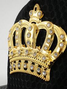 1入男女通用閃亮中空棒球帽，帶有 Y2k 皇冠設計，可調節鱷魚皮壓花棒球帽，配有網眼和哥特爸爸帽風格，適用於音樂節、旅行、遠足、防曬、聚會和日常穿著。 - 彩色 - 查看 3