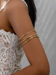 1 件跨境热销时尚简约个性金属螺旋线圈袖口女士适合日常佩戴