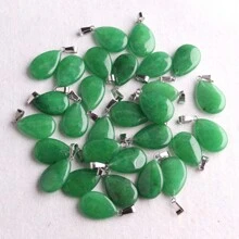 1 Miếng Đá tự nhiên Pha lê Mã não , Màu xanh lá Ngọc , Thạch anh hồng Bằng phẳng Giọt nước mắt Vật rủ xuống Mặt dây chuyền trang sức DIY Dây chuyền , Thép không gỉ Chuỗi - Đá tự nhiên - Xem 22