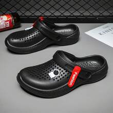 Summer Men\ Hollow Out Sandals Couple Anti-Slip Slippers Lightweight Beach Shoes Outdoor Garden Shoes - Black - View 2