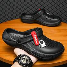 Summer Men\ Hollow Out Sandals Couple Anti-Slip Slippers Lightweight Beach Shoes Outdoor Garden Shoes - Black - View 1