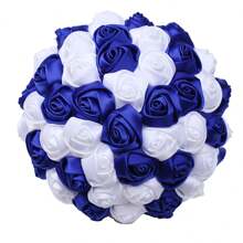 1束時尚優雅簡約高端純手工緞帶玫瑰婚禮花束新娘伴娘適合婚禮和攝影工作室 - 彩色 - 查看 9