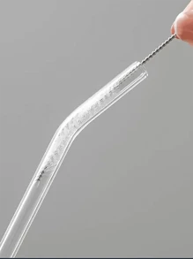 Set (4 Straws + 1 Brush) High Borosilicate Transparent Glass Straws Heat Resistant High Temperature Washable Reusable Fruit Drinking Straws ,Kitchen,Christmas Gift Back To School,School Supplies