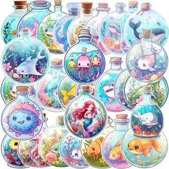 54 Pcs Unique Bottle Pattern Stickers,Creative Sea Animal Stickers,Cute Pretty Cool Aesthetics Cartoon Vinyl Stickers,Waterproof Stickers,For Water Bottle,Pad,Phone,Laptop,Scrapbook And Luggage Stickers,Water Bottle Stickers,Cute Stickers,Sticker,Sea Animal Stickers,Water Bottle Stickers Waterproof,Water Bottle Sticker,Sea Animal Stickers,Stickers Water Bottle