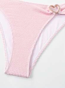 女士吊带比基尼套装，适合温泉和夏季沐浴 - 粉色 - 查看 4